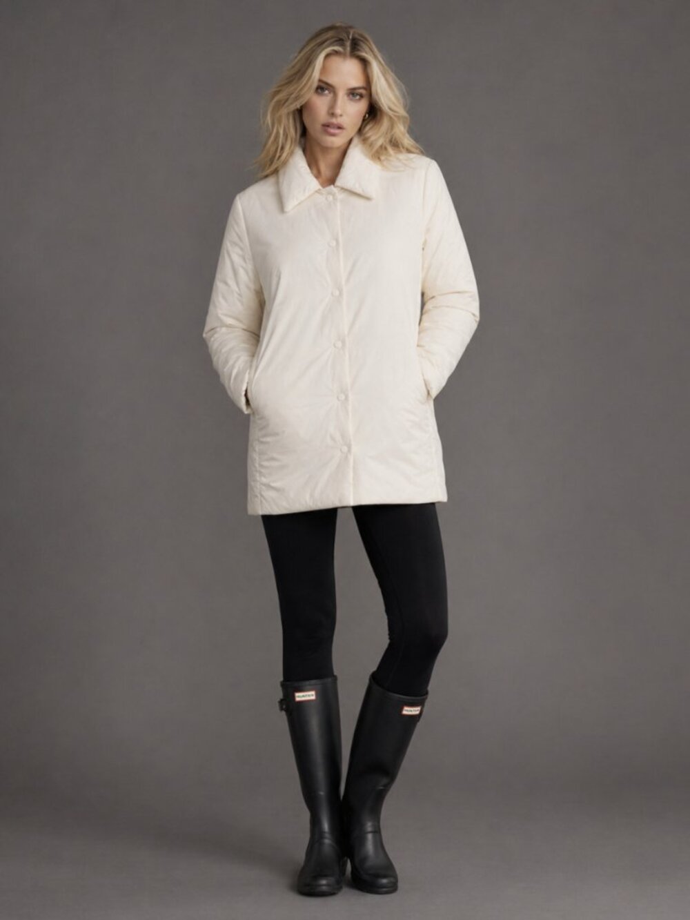 White Puffer Shirt Jacket